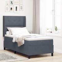 Boxspring Seng med Madras Mørkegrå 100x200 cm Fløjl