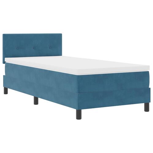 Box Spring Seng med Madras & LED Mørkeblå 90x200 cm Velour