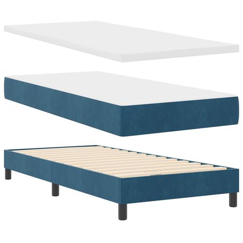 Box Spring Seng med Madras & LED Mørkeblå 90x200 cm Velour