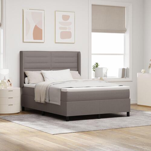 Box Spring Seng med Madras & LED Taupe 140x200 cm Stof