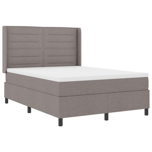 Box Spring Seng med Madras & LED Taupe 140x200 cm Stof