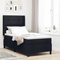 Box Spring Seng med Madras & LED Sort 90x200 cm Stof