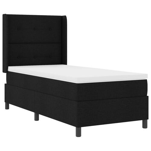 Box Spring Seng med Madras & LED Sort 90x200 cm Stof