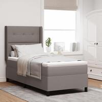 Box Spring Seng med Madras & LED Taupe 100x200 cm Stof