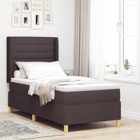 Boxspring Seng med Madras & LED Mørkebrun 90x200 cm Stof