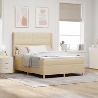 Box Boxmadras med madras & LED Creme 160x200 cm Stof