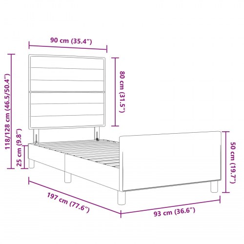 Cremefarvet Sengestel 90x190 cm Stof