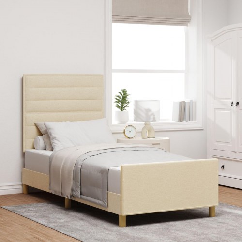 Creme Senge Ramme 100x200 cm Stof