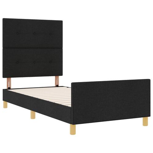 Sort Stof Sengeramme 90x190 cm