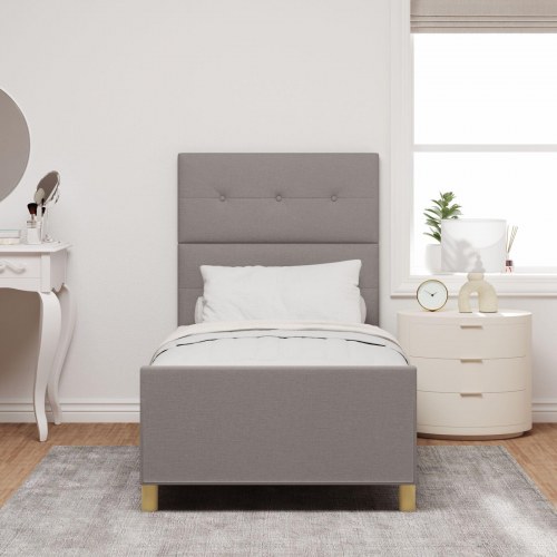 Sengestel i Taupe, 90x190 cm, Stof