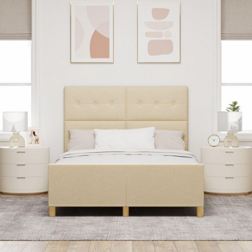 Senge Ramme i Creme 140x200 cm i Stof