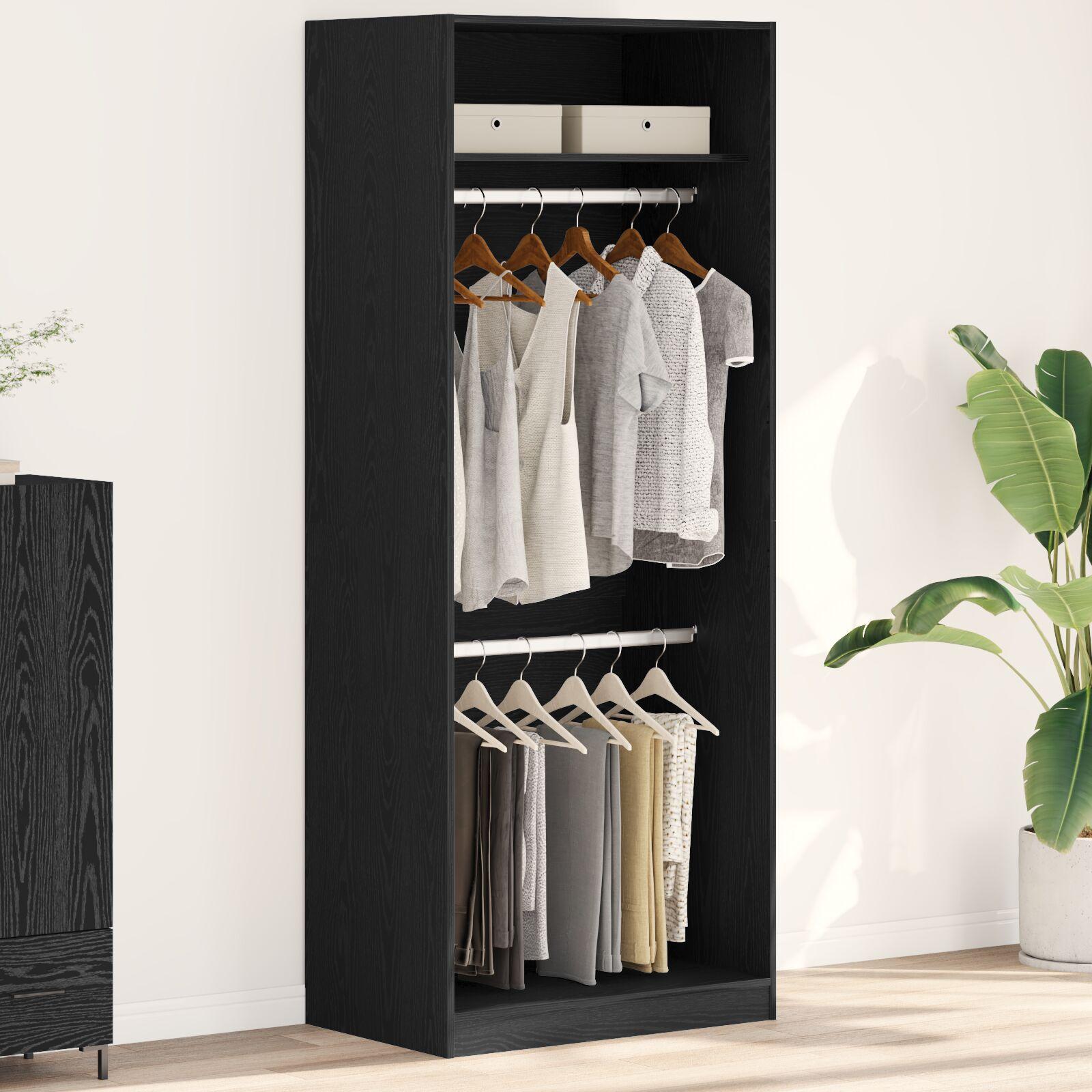 Garderobe Sort Eg 80x50x200 cm Bygget af Træ