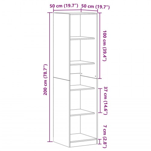 Garderobe Sort Eg 50x50x200 cm Træ