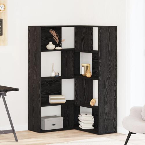 Hjørneskab Sort Eg 140x30x140 cm Konstrueret træ
