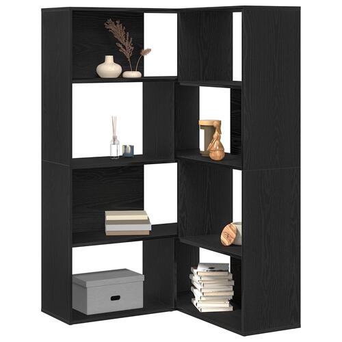 Hjørneskab Sort Eg 140x30x140 cm Konstrueret træ