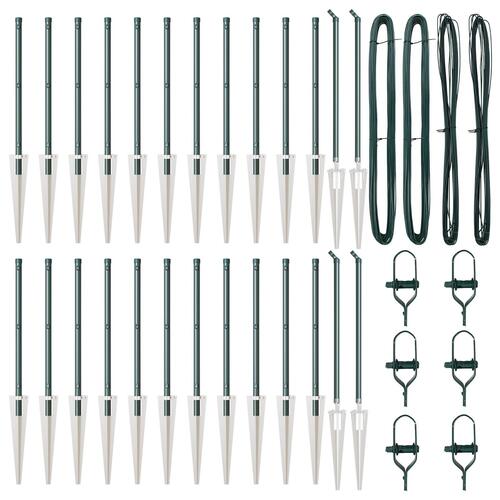 Hegnsøjler med Spyd 26 stk Ø32 mm 120 cm Galvaniseret Stål