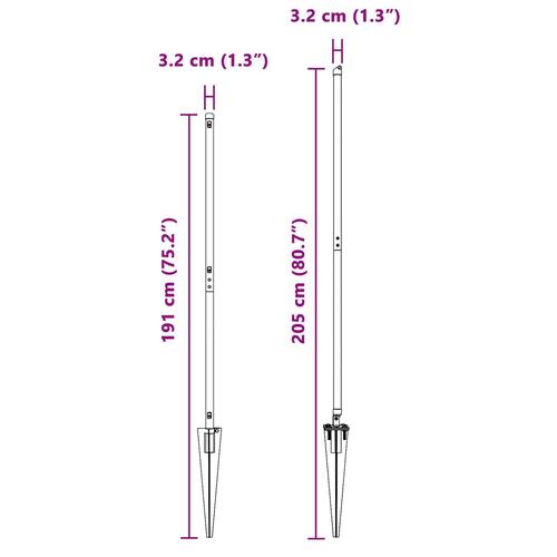 Hegnsposts med Spyd 26 stk Ø32 mm 160 cm Galvaniseret Stål