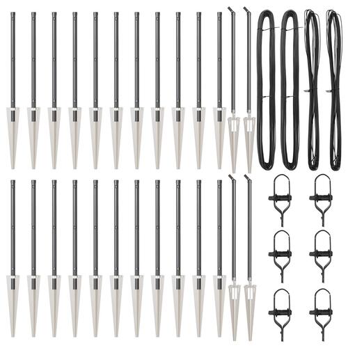 Stolper med spids 26 stk Ø32 mm 80 cm Galvaniseret stål