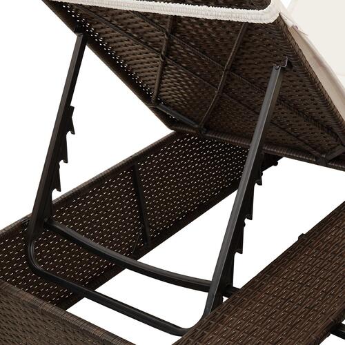 Dobbelt solseng med tag og gardiner Brun Polyrattan