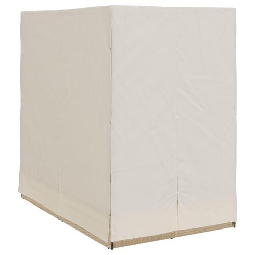 Dobbelt solstol med tag og gardiner - Beige Poly Rattan