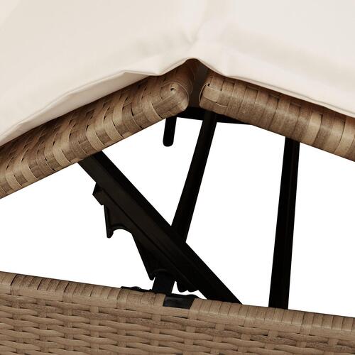 Dobbelt solstol med tag og gardiner - Beige Poly Rattan