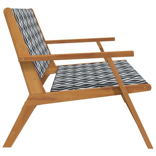 Havebænk Sort og Hvid 122x76x73,5 cm Massivt Akacietræ