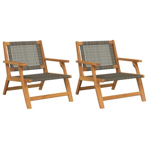Havestole 2 stk Grå 76x67x73,5 cm Massivt Akacietræ