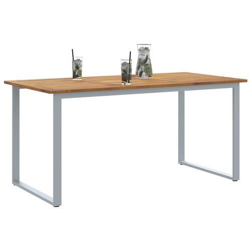 Udendørs Spisebord Grå 160x80x75 cm Stål&Massivt Acaciatræ