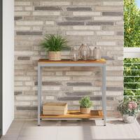 Udendørsbord Naturlig&Grå 35x80x75 cm Massivt Træ og Stål