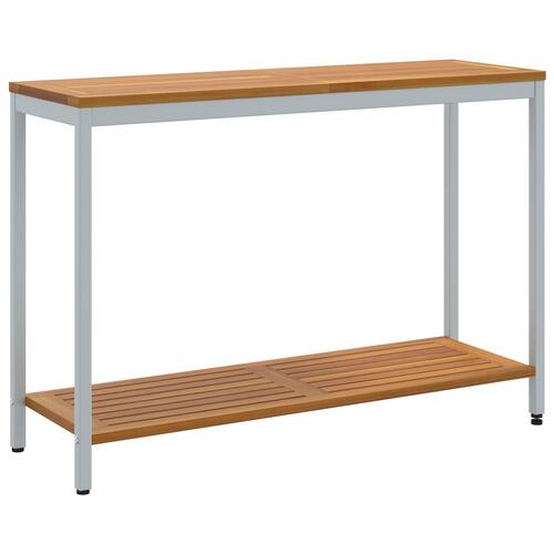 Udendørs Bord Naturlig & Grå 35x110x75 cm Massivt Træ og Stål