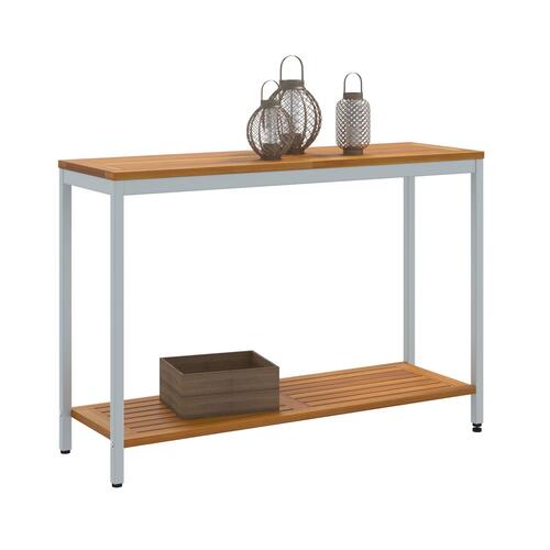 Udendørs Bord Naturlig & Grå 35x110x75 cm Massivt Træ og Stål