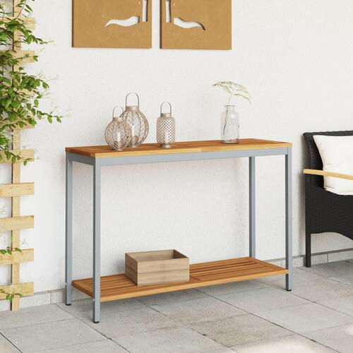 Udendørs Bord Naturlig & Grå 35x110x75 cm Massivt Træ og Stål