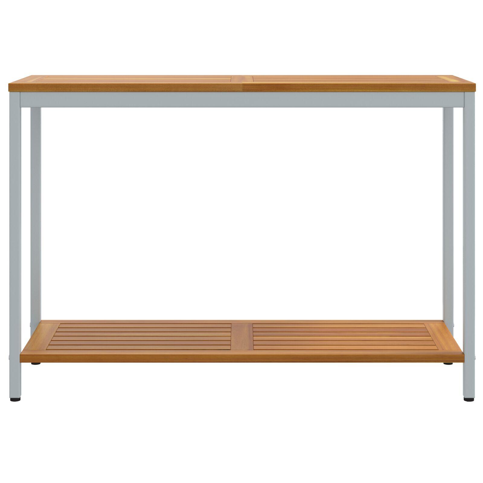 Udendørs Bord Naturlig & Grå 35x110x75 cm Massivt Træ og Stål