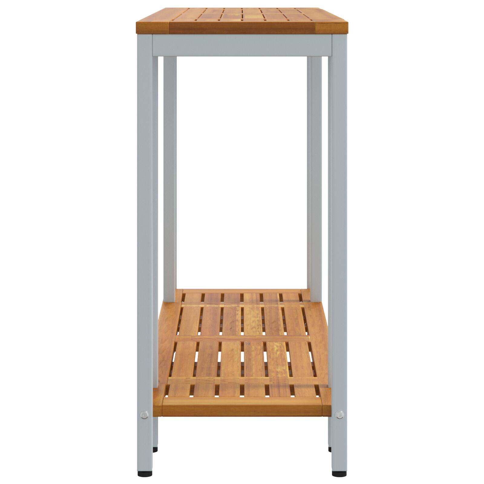 Udendørs Bord Naturlig & Grå 35x110x75 cm Massivt Træ og Stål