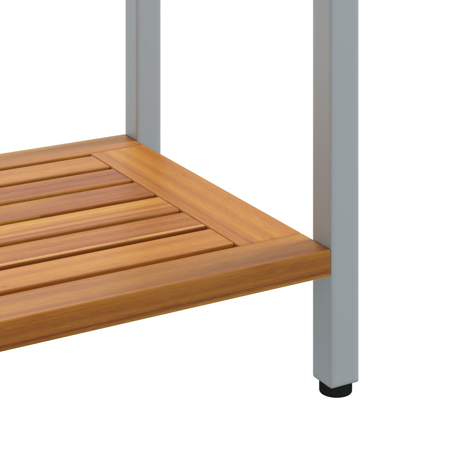 Udendørs Bord Naturlig & Grå 35x110x75 cm Massivt Træ og Stål