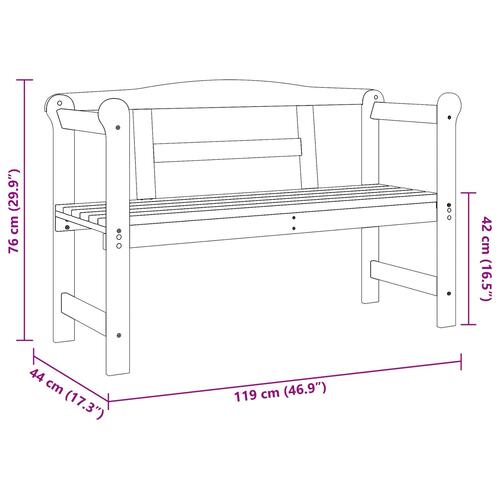 Udendørs Bænk 119x76x44 cm Massivt Fyrretræ