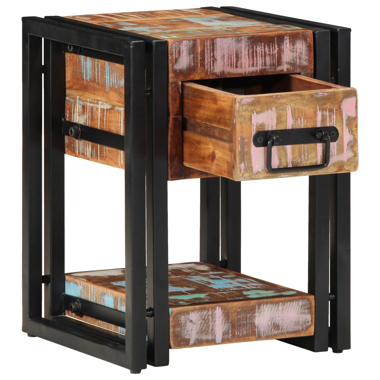 Natskab 2 Dele Flerfarvet 30 X 30 X 40 Cm Massivt Genanvendt Træ