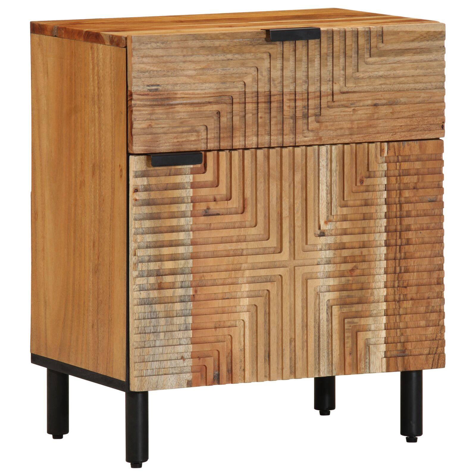 Natskab Med Skuffe Brun 50 X 33 X 60 Cm Massivt Akacietræ