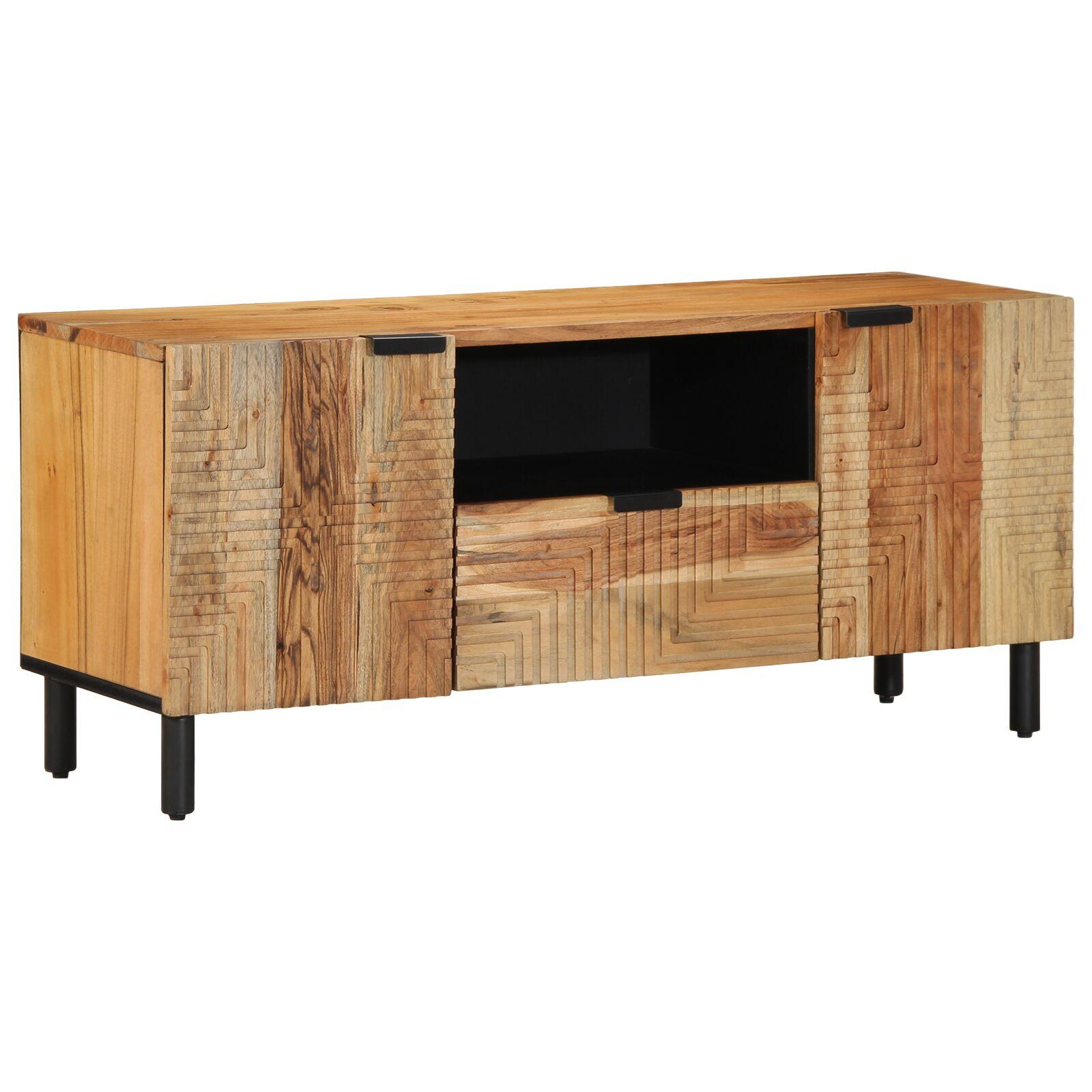 Tv Skab Med Skuffe Brun 105 X 33.5 X 46 Cm Massivt Akacietræ