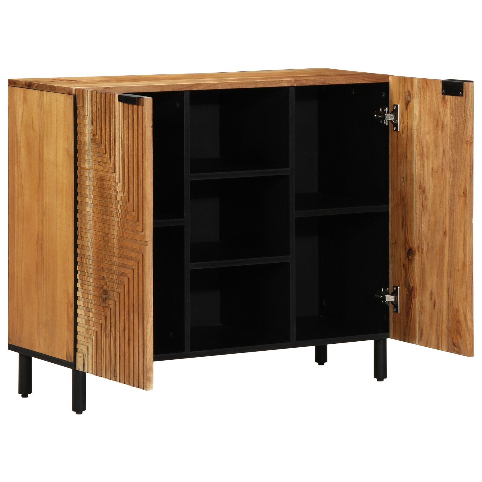 Sideboard Med Hylde Brun 90 X 33 X 75 Cm Massivt Akacietræ
