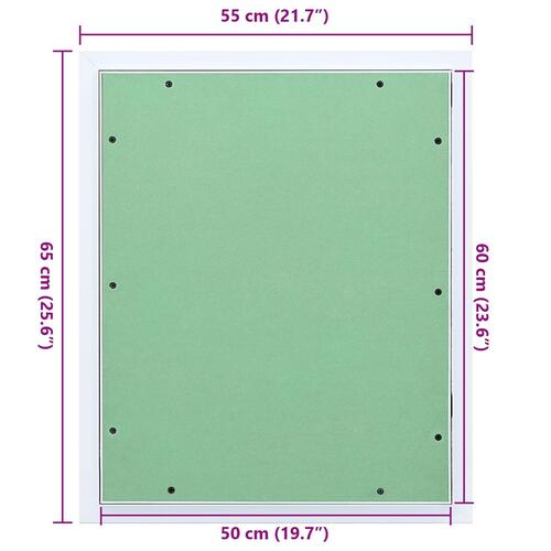 Adgangspanel med aluminiumramme og gipsplade 500x600 mm