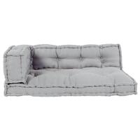Sofa Pude til Pallet med Armlæn og Rygstøtte - Grå Stof