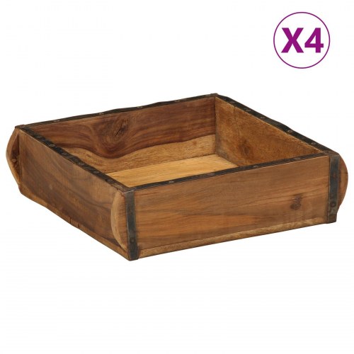 Bakker 4 stk 31x29x10 cm Solid Træ Genanvendt