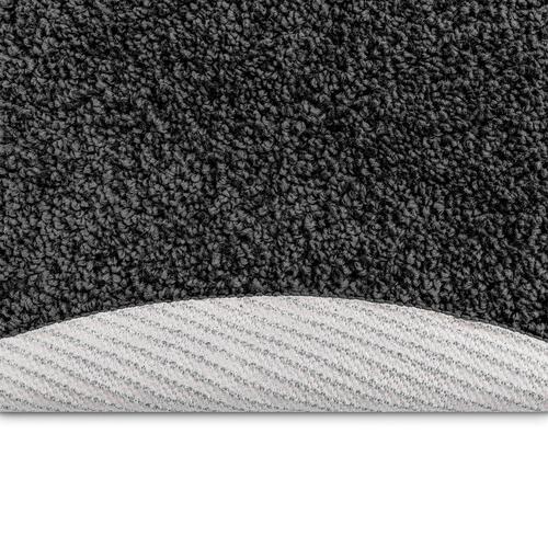 Fuzzy Tæppe med Latexbund Mørkegrå ø120 cm