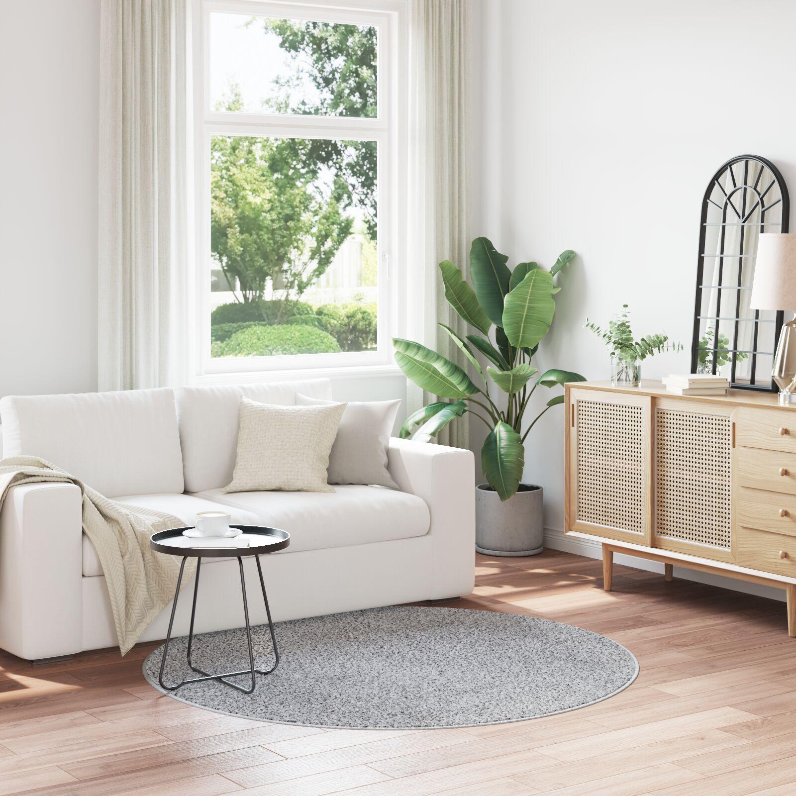 Fladvævnet tæppe med latexbagside grå ø160 cm