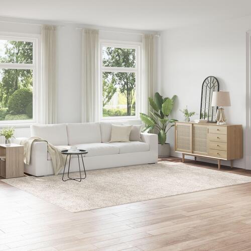 Plysset tæppe med latexbagside creme 240x340 cm