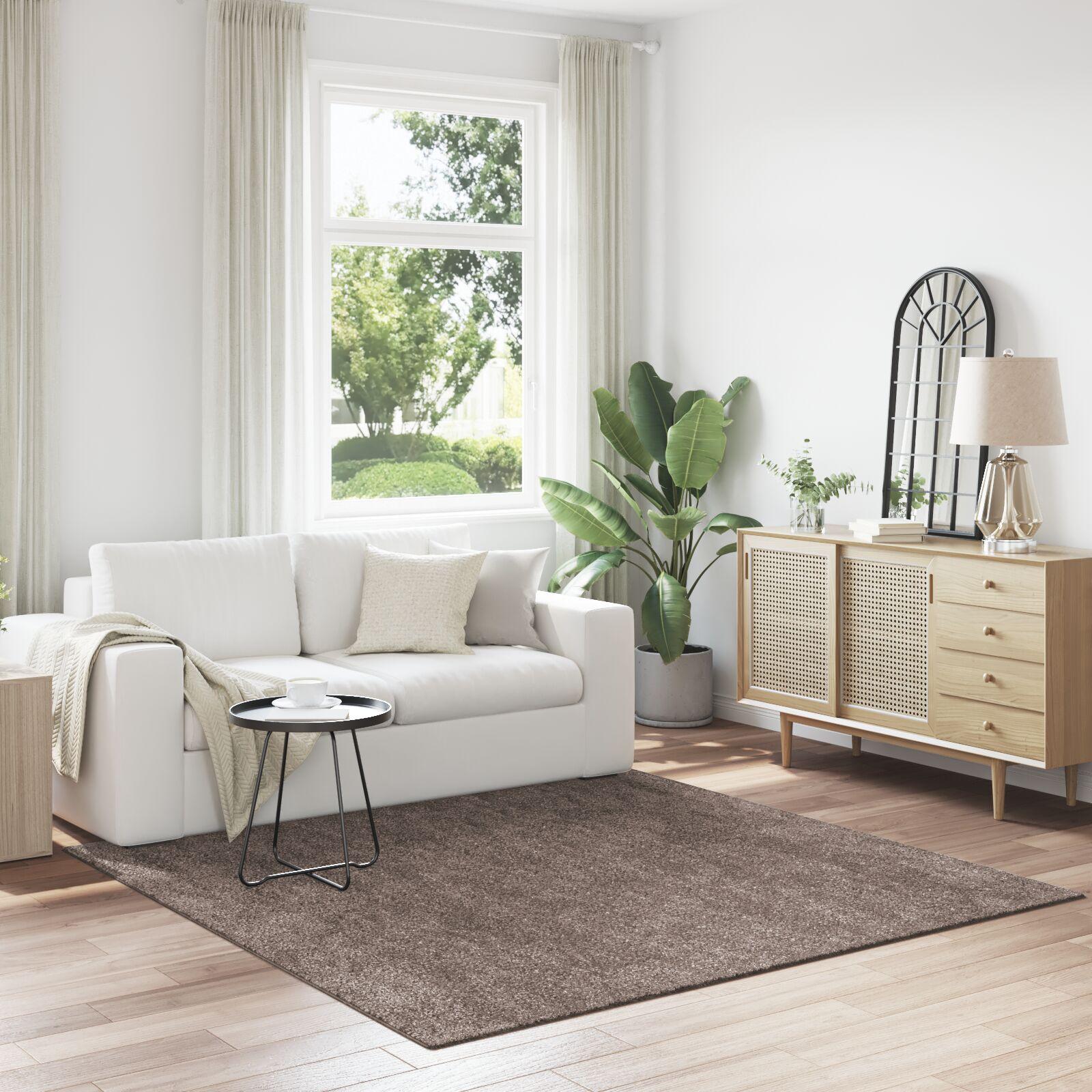 Langhåret Tæppe med Latex Baggrund Brun 200x200 cm