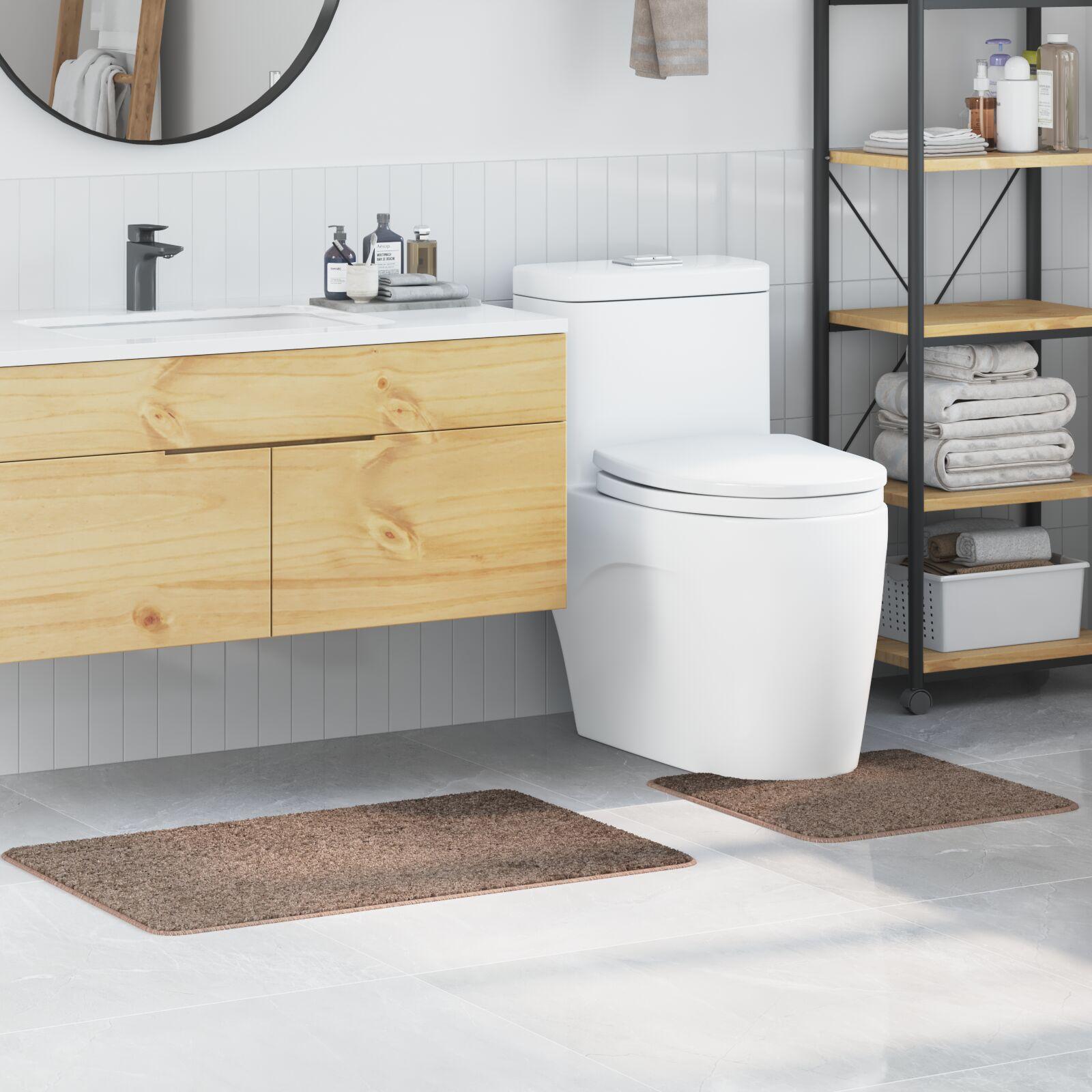 2 Delers Badeværelsesmåtte Sæt Brun Polypropylen Skridsikker