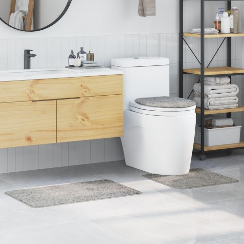 3-delt badeværelsesmåtte sæt grå polypropylen skridsikker