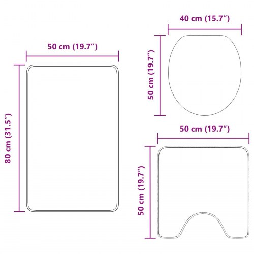 3-delt badeværelsesmåtte sæt grå polypropylen skridsikker